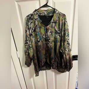 Citron Santa Monica Silk flowy artsy boho lagenlook blouse size 2X